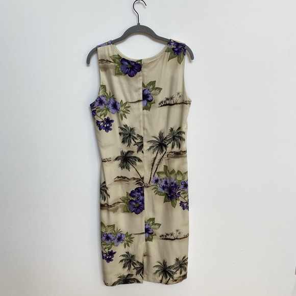 Vintage‎ K. Studio Palm Tree Beige Yellow Sleeveless Sheath Dres - Picture 4 of 7